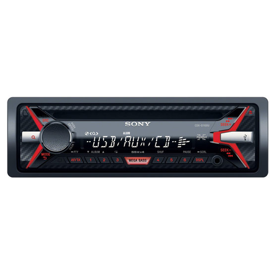 Car audio SONY, 1DIN with CD and USB, red CDXG1100U.EUR