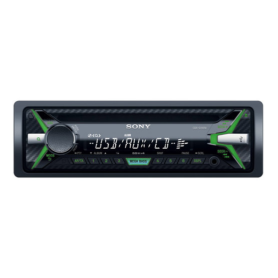 Car audio SONY, 1DIN with CD and USB, green CDXG1102U.EUR