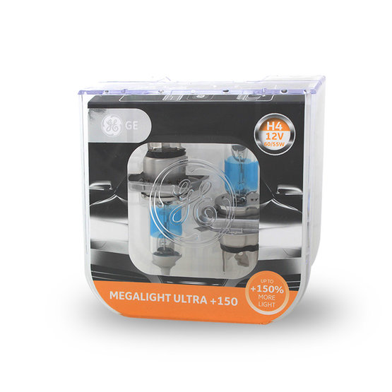 Megalight Ultra Halogen Bulb +150%, GE H4-MU150