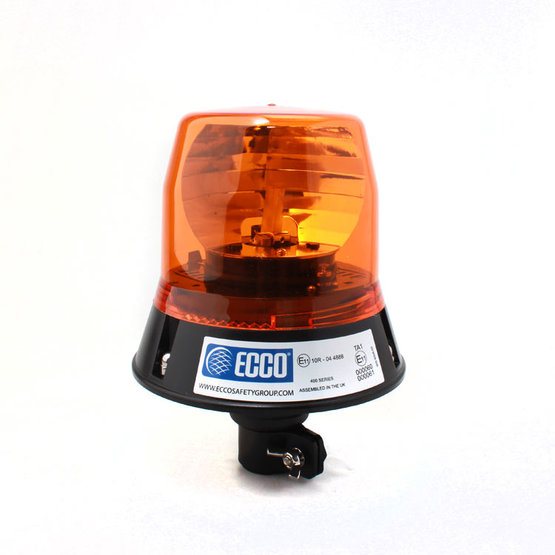 Rotating beacon, amber, DIN pole mount without bulb, ECE R65.
