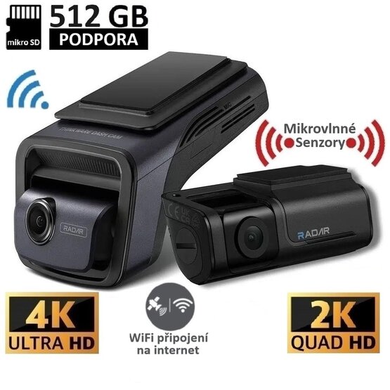 Thinkware U3000 2CH Dashcam 4K+2K, WiFi, GPS, BT, microwave sensor, Hotspot