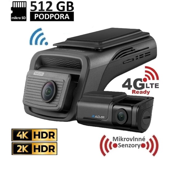 Thinkware U3000PRO 2CH Dash Cam 4K+2K, HDR, WiFi, GPS, BT, microwave sensors